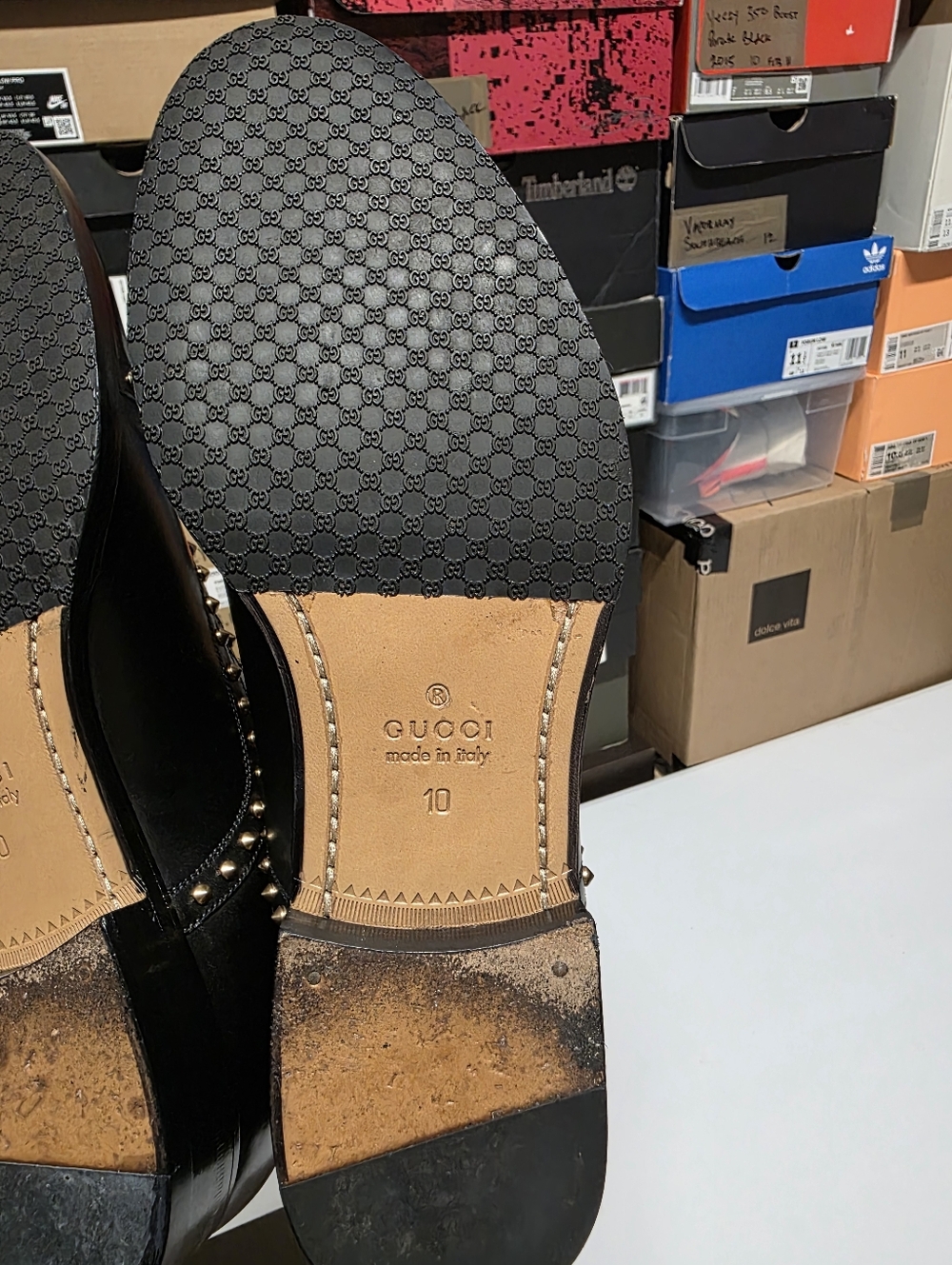 Gucci Black Betis Glamour Studded Lace Up Oxford - Picture 9 of 14